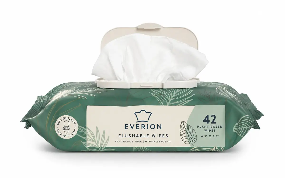 Flushable wet wipes for bathroom hygiene