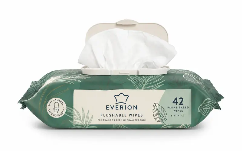Flushable wet wipes for bathroom hygiene