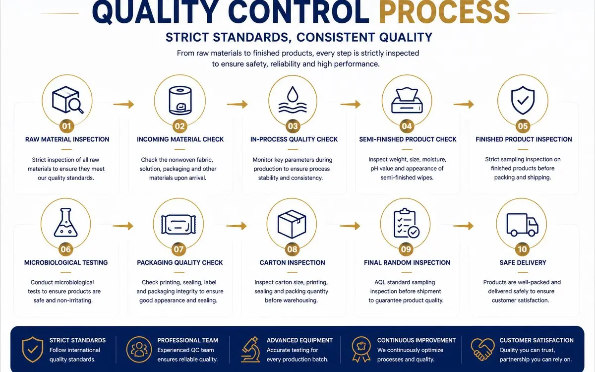 Wet wipes certifications and quality reports