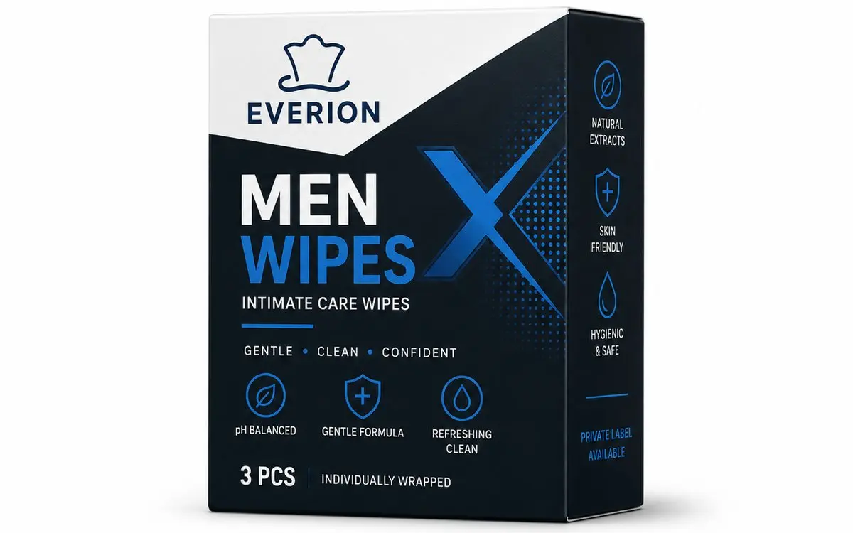 Men's intimate hygiene wipes for personal care
