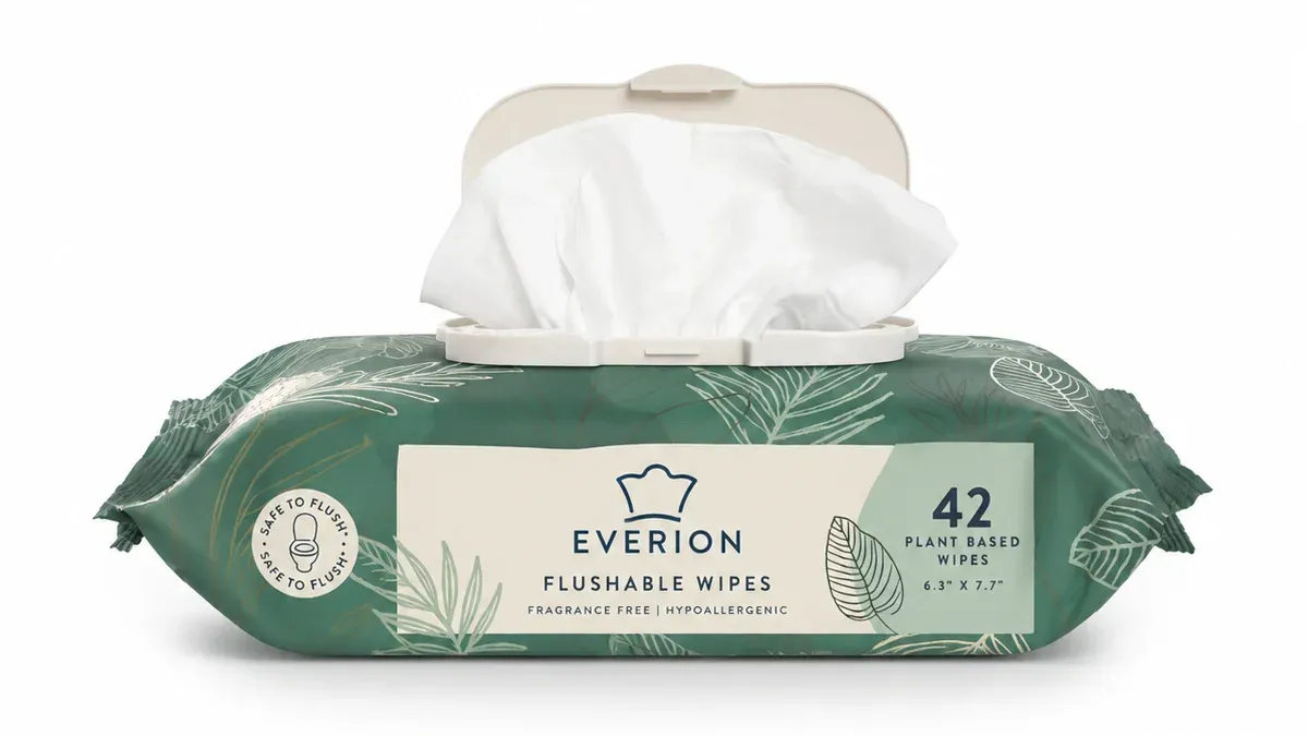 Flushable wet wipes for bathroom hygiene