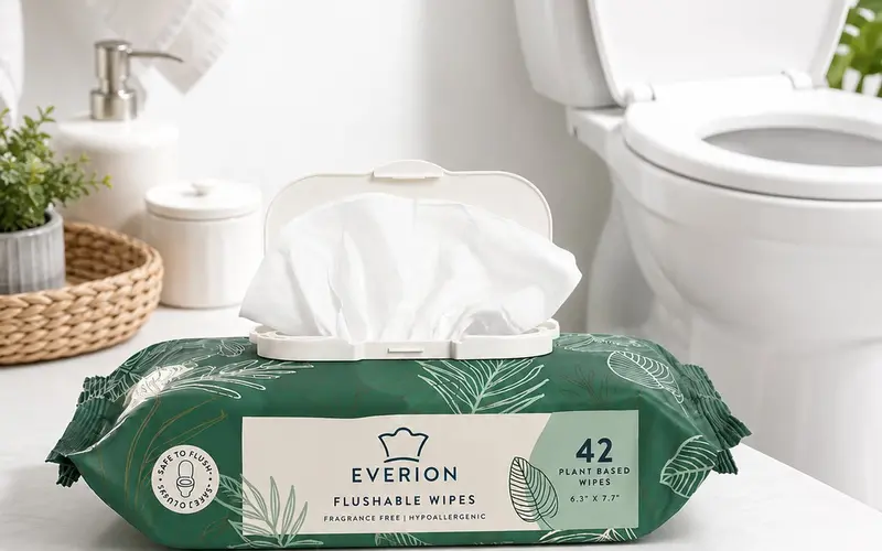 Flushable wet wipes for bathroom hygiene