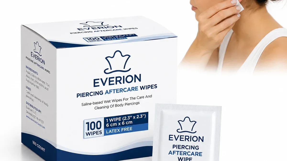 Piercing and tattoo aftercare wipes packaging