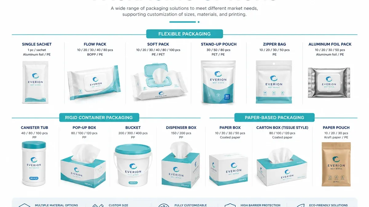 Custom wet wipes packaging options