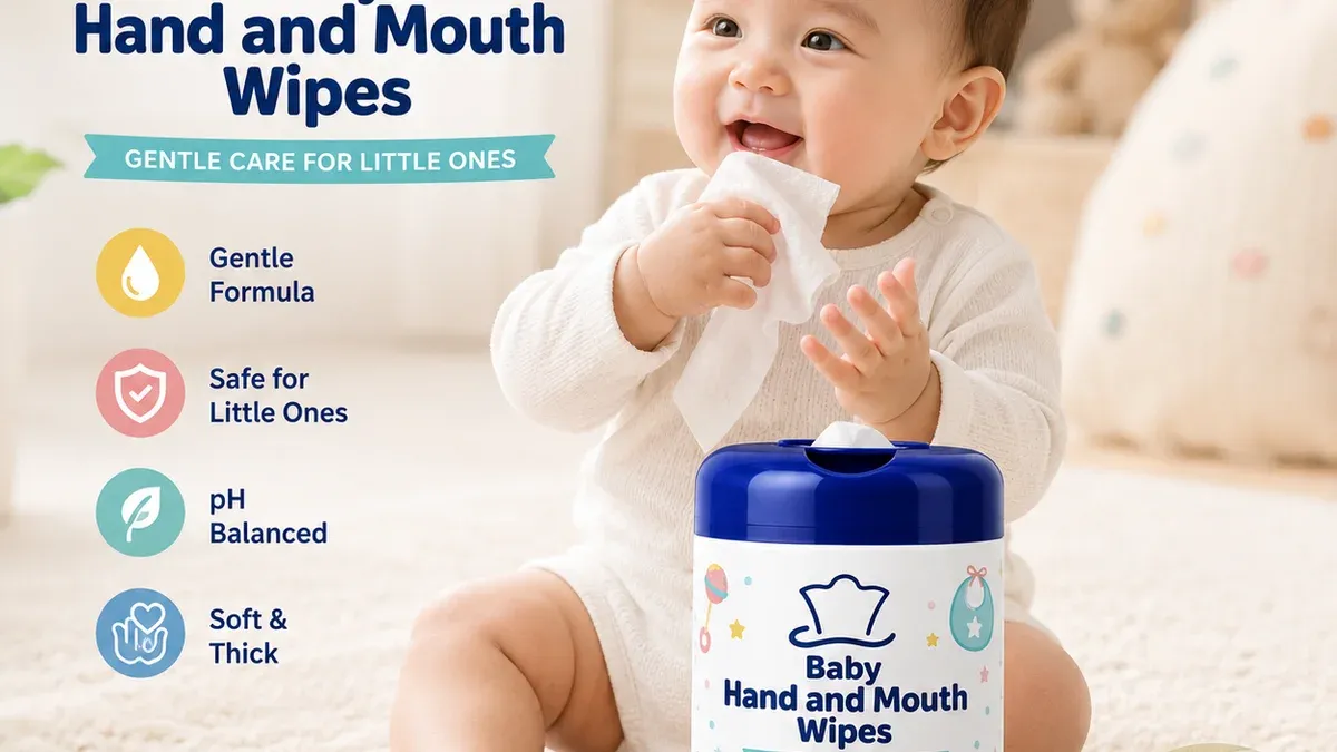 Baby hand and mouth wipes for gentle cleaning