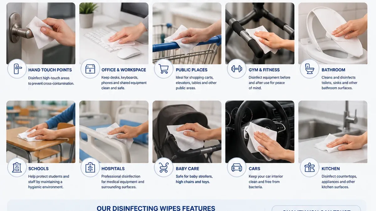 Disinfecting wipes for surface cleaning